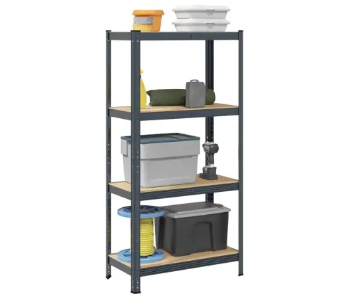 4-Līmeņu Plaukts, Antracītpelēks Tērauds, Inženierijas Koks Vidaxl