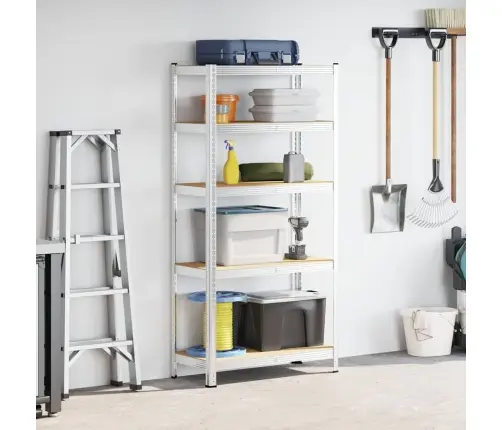 5-Līmeņu Plaukts, Sudraba Krāsas Tērauds, Inženierijas Koks Vidaxl