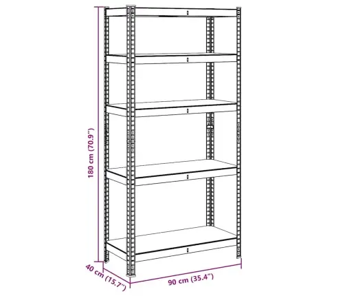 5-Līmeņu Plaukts, Sudraba Krāsas Tērauds, Inženierijas Koks Vidaxl