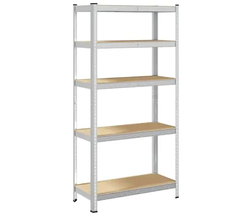 5-Līmeņu Plaukts, Sudraba Krāsas Tērauds, Inženierijas Koks Vidaxl