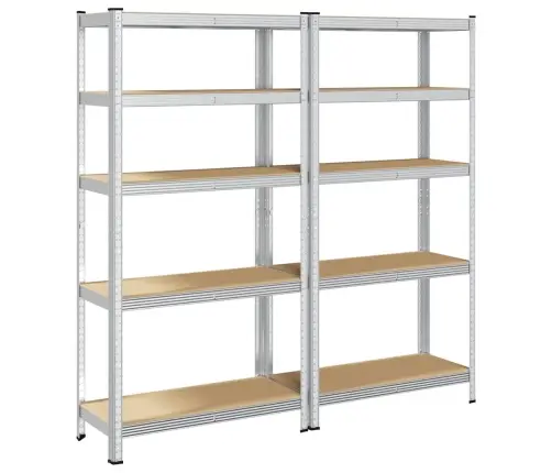 5-Kihilised Riiulid 2 Tk Hõbedane, Teras Ja Tehispuit