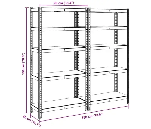 5-Kihilised Riiulid 2 Tk Hõbedane, Teras Ja Tehispuit