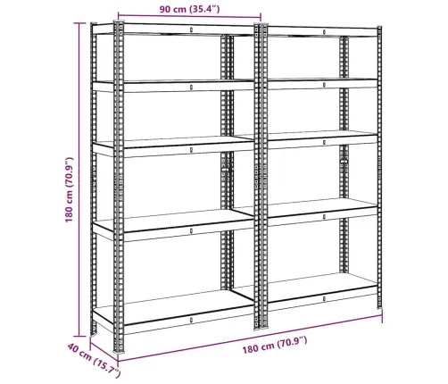 5-Līmeņu Plaukti, 2 Gab., Zils Tērauds, Inženierijas Koks Vidaxl