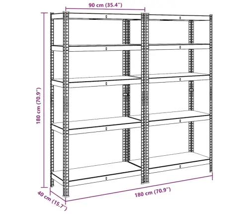 Sandėliavimo Lentynos, 2Vnt., Antracito, Plienas/Mediena