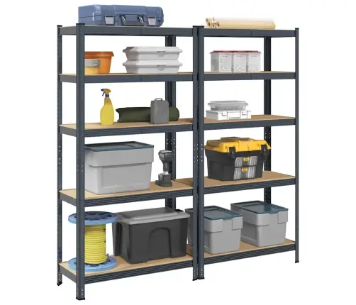 Sandėliavimo Lentynos, 2Vnt., Antracito, Plienas/Mediena