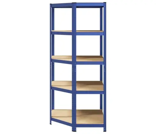 Kampinė Lentyna, 5 Aukštų, Mėlynos Spalvos, Plienas Ir Mediena