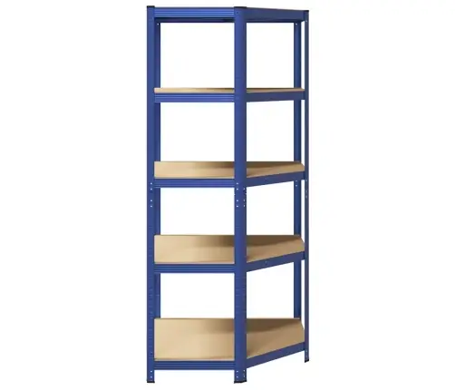 Kampinė Lentyna, 5 Aukštų, Mėlynos Spalvos, Plienas Ir Mediena