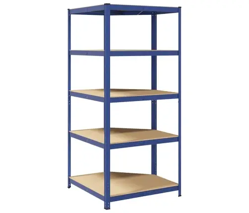 Kampinė Lentyna, 5 Aukštų, Mėlynos Spalvos, Plienas Ir Mediena