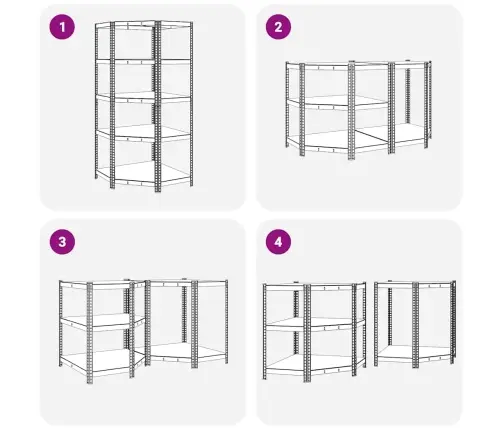 Kampinė Lentyna, 5 Aukštų, Mėlynos Spalvos, Plienas Ir Mediena
