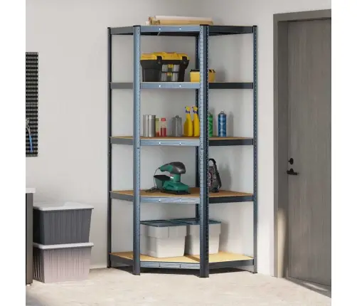 5-Līmeņu Plaukts, Antracītpelēks Tērauds, Inženierijas Koks Vidaxl