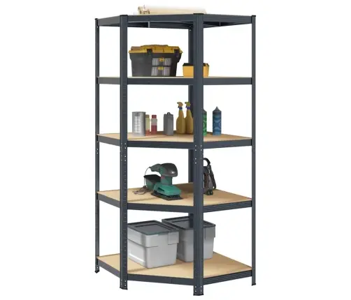 5-Līmeņu Plaukts, Antracītpelēks Tērauds, Inženierijas Koks Vidaxl