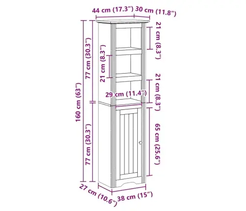 Vannitoa Kapp "Bodo" Valge 44X30X160 Cm