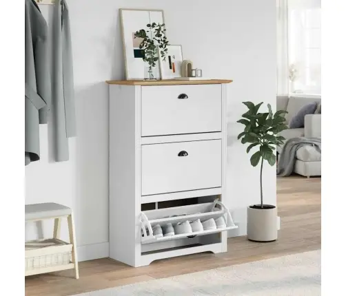 Batų Lentyna "Bodo" Balta Ir Ruda 80X35X118 Cm