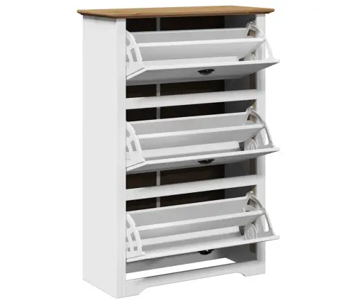 Batų Lentyna "Bodo" Balta Ir Ruda 80X35X118 Cm