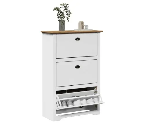 Batų Lentyna "Bodo" Balta Ir Ruda 80X35X118 Cm