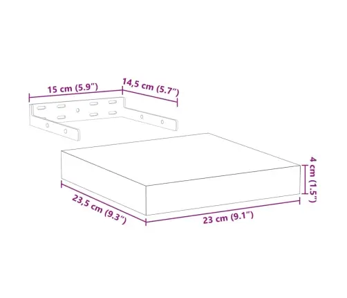 Sienas Plaukts, 23X23,5X4 Cm, Inženierijas Koks Vidaxl