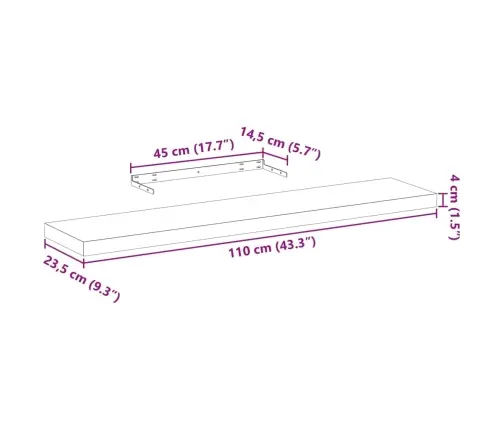 Seinariiulid 4 Tk 110X23,5X4 Cm Tehispuit