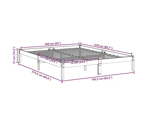 Lovos Rėmas Be Čiužinio, 160X210cm Pušies Masyvas, Itin Ilgas