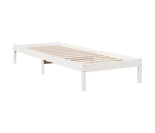 Gulta Bez Matrača, Īpaši Gara, Balta, 80X220 Cm, Priedes Koks Vidaxl