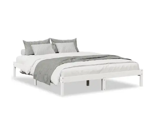 Gulta Bez Matrača, Īpaši Gara, Balta, 160X220 Cm, Priedes Koks Vidaxl