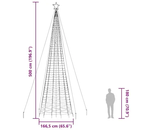 Led Ziemassvētku Eglīte Ar Tapas 1534 Led Krāsains 500 Cm Vidaxl
