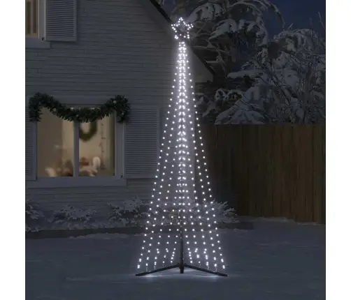 Led Ziemassvētku Eglīte 495 Led Auksti Balts 300,5 Cm Vidaxl