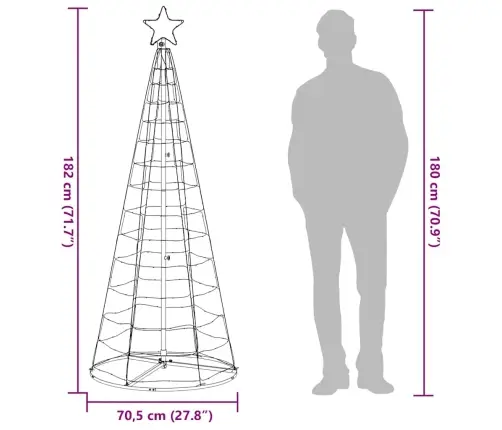 Led Ziemassvētku Eglīte 200 Led Silti Balta 182 Cm Vidaxl