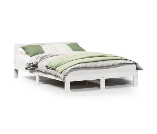 Gulta Bez Matrača, Balts, 140X200 Cm, Priedes Masīvkoks Vidaxl