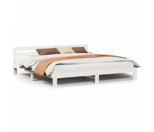 Gulta Bez Matrača, Balts, 200X200 Cm, Priedes Masīvkoks Vidaxl