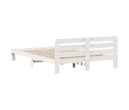 Gulta Bez Matrača, Balts, 135X190 Cm, Priedes Masīvkoks Vidaxl