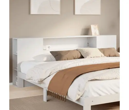 Galvgalis Ar Plauktiem, Balts, 180 Cm, Priedes Masīvkoks Vidaxl