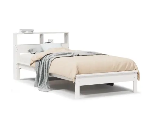 Riiuliga Voodiraam Ilma Madratsita, Valge, 90X200 cm Männipuit