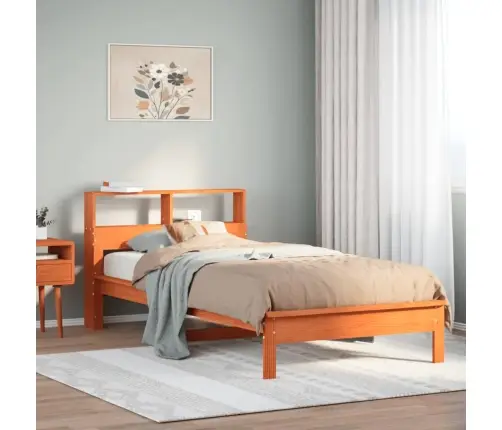 Gulta Ar Grāmatu Plauktu, Bez Matrača, 90X190 Cm, Priedes Koks Vidaxl