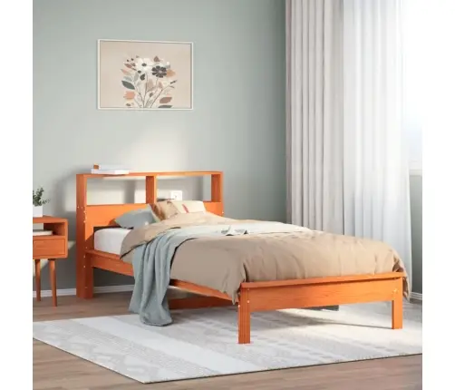 Gulta Ar Grāmatu Plauktu, Bez Matrača, 75X190 Cm, Priede Vidaxl