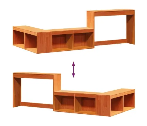 Naktsskapītis Ar Galdiņu, Brūns, 232X112X75 Cm, Priedes Koks Vidaxl