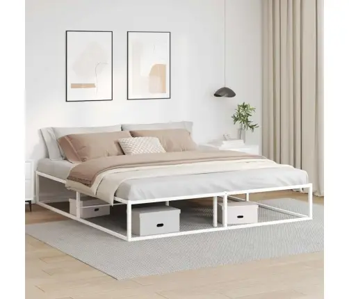 Gultas Rāmis Bez Matrača, Balts, 180X200 Cm, Metāls Vidaxl