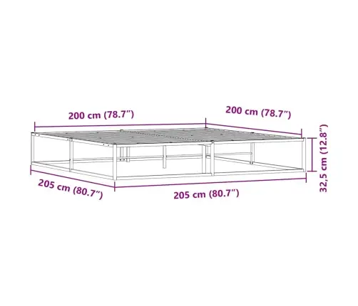 Gultas Rāmis Bez Matrača, Balts, 200X200 Cm, Metāls Vidaxl