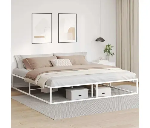 Gultas Rāmis Bez Matrača, Balts, 200X200 Cm, Metāls Vidaxl