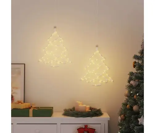 Ziemassvētku Lampiņas Ziemassvētku Eglītes Siluets 2 Gab 50 Led Vidaxl