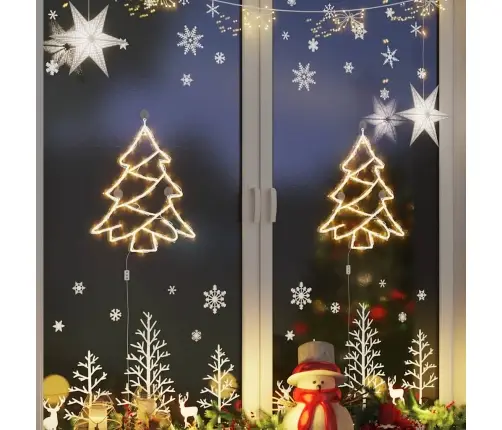 Ziemassvētku Lampiņas Ziemassvētku Eglītes Siluets 2 Gab 50 Led Vidaxl