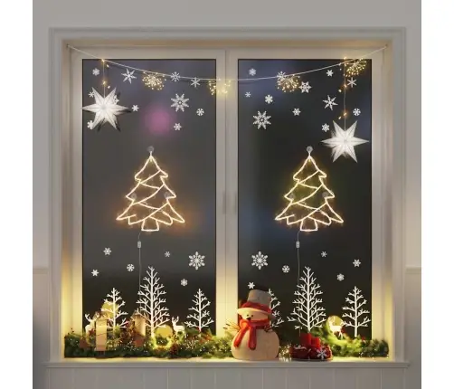 Ziemassvētku Lampiņas Ziemassvētku Eglītes Siluets 2 Gab 50 Led Vidaxl