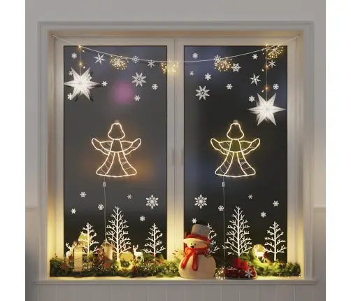 Ziemassvētku Lampiņas Eņģeļa Siluets 2 Gab. 50 Led Silti Balts Vidaxl