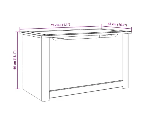 Uzglabāšanas Kaste Ar Vāku Panama, 79X42X46 Cm, Priede Vidaxl