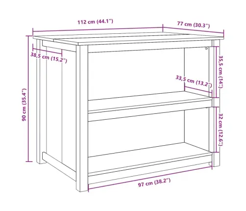 Köögisaar "Panama" 112 X 77 X 90 cm Männipuit