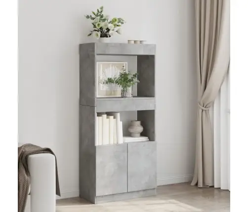 Augstais Skapis, Betona Pelēks, 63X33X140 Cm, Inženierijas Koks Vidaxl