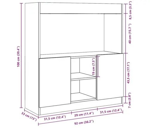 Kõrge Kapp, Pruun Tamm, 92X33X100 cm Tehispuit
