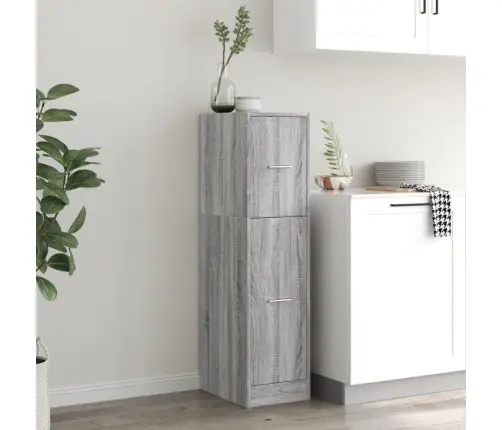Atvilktņu Skapis, Pelēka Koka, 30X41X118 Cm, Inženierijas Koks Vidaxl