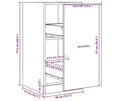 Apteegikapp, Käsitöötamm, 40X41X77,5 cm Tehispuit
