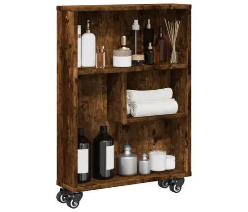 Siauras Vežimėlis Daiktams, Dūminio Ąžuolo, 48X13X68cm Mediena