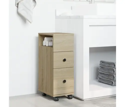 Kitsas Vannitoakapp Ratastega, Sonoma Tamm, Tehispuit